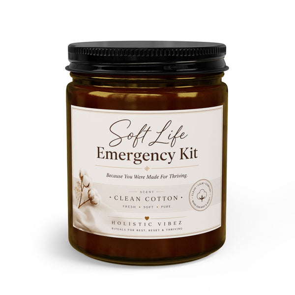 Candle Set  "Soft Life Emergency Kit" Clean Cotton Scent with Matches & Wick Trimmer