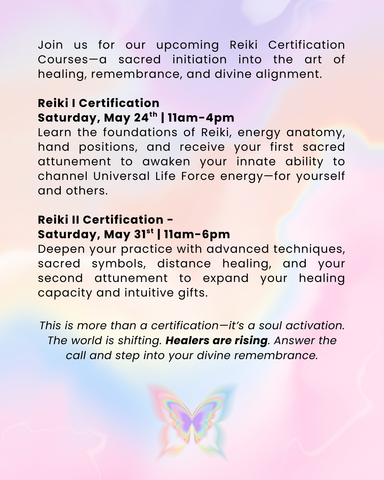 Reiki Level 1 & 2 Attunement Certificate Course: 5/24 & 5/31