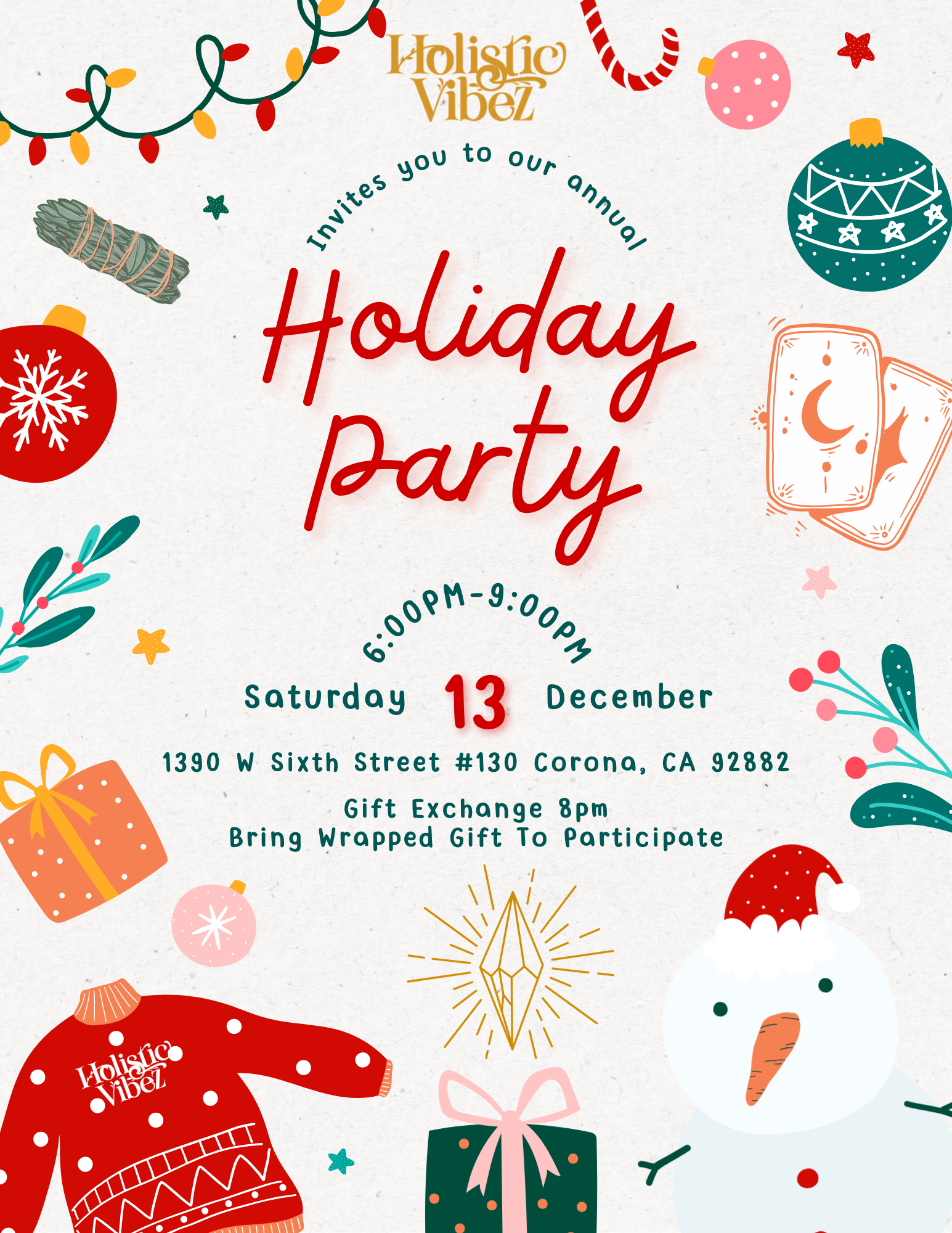 Holiday Party: Saturday, Dec 13th