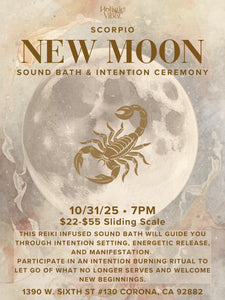 New Moon in Scorpio Reiki Infused Sound Bath With Rose: Friday, Oct 31st